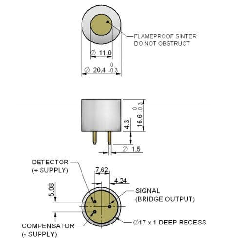 Сенсор термокаталитический компактный CiTipeL 4P75C T4 (P) на горючие газы (CH, 0-100 % НПВ)