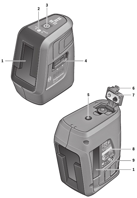 Основные элементы лазерного уровня Bosch GLL 3-X Основные элементы лазерного уровня Bosch GLL 3-X