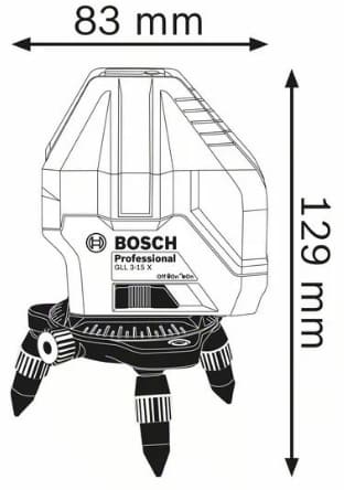 Габариты лазерного уровня Bosch GLL 3-15 X Габариты лазерного уровня Bosch GLL 3-15 X